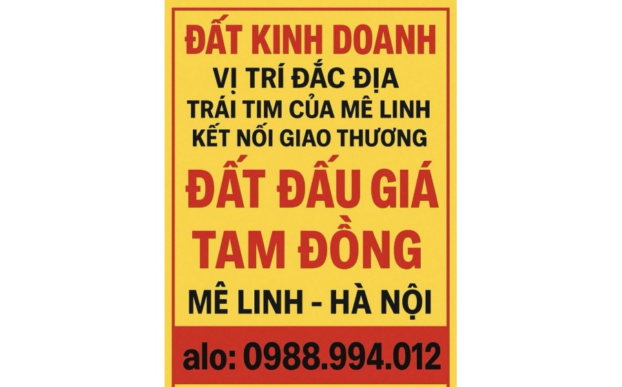 Cần bán lô đất đấu giá  Tam đồng - Mê Linh- Hà Nội, cam kết bán đúng giá chủ thu
